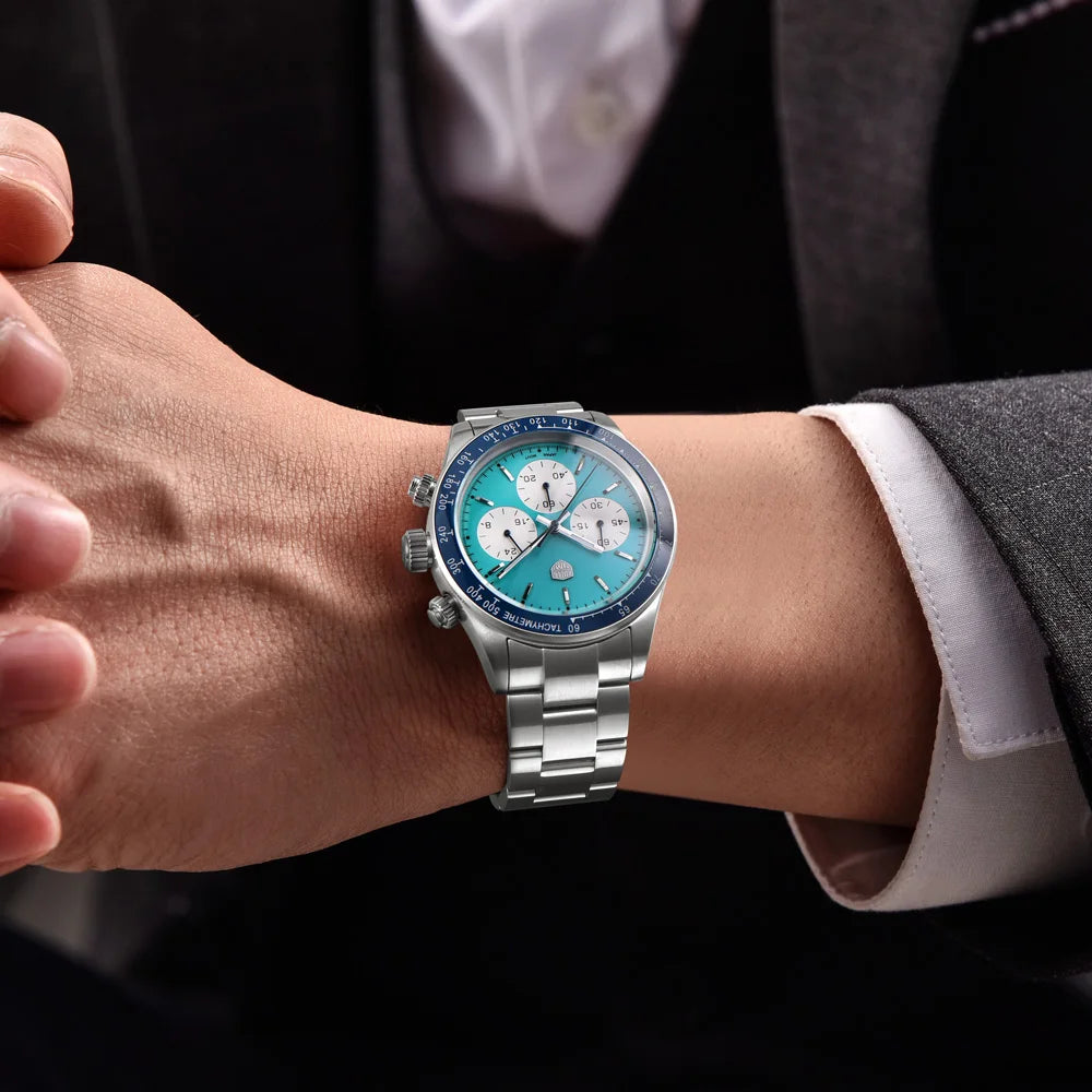 RollsTimi Mens Watch 2024 NEW Top Luxury Chronograph Stainless steel Japan TMI Vk63 Quartz Watches for Man Sapphire Wristwatch