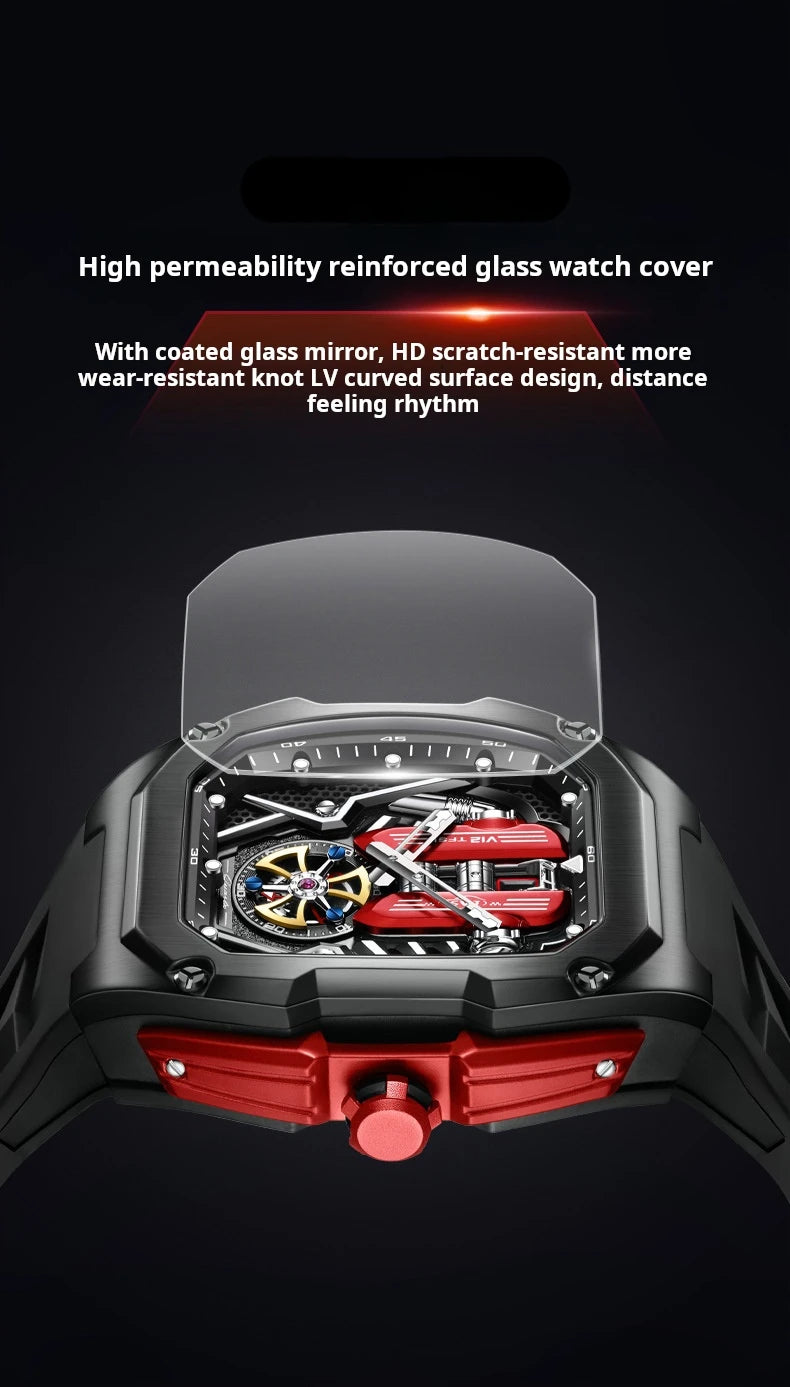 Engine Surface Design Quartz Watch for Men Original Top Brand Rubber strap Waterproof Luminous Date Men's Quartz Watch reloj