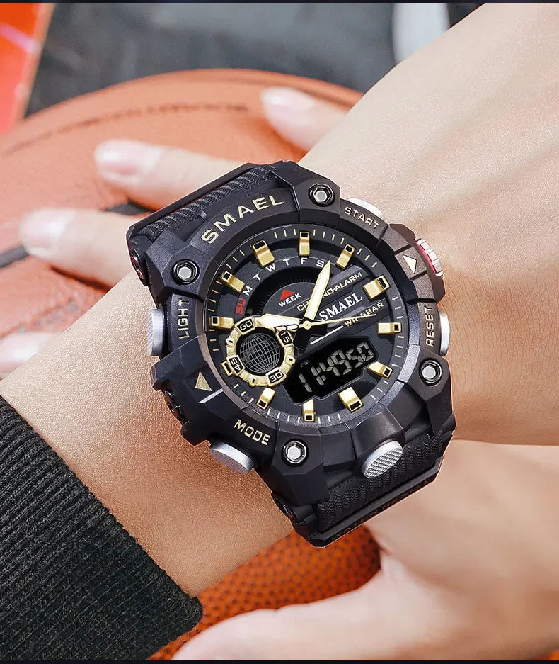 SMAEL 8040 50M Waterproof Wristwatch Stopwatch Alarm LED Light Digital Watches Men's Sports Watch Military Watches Men Watch