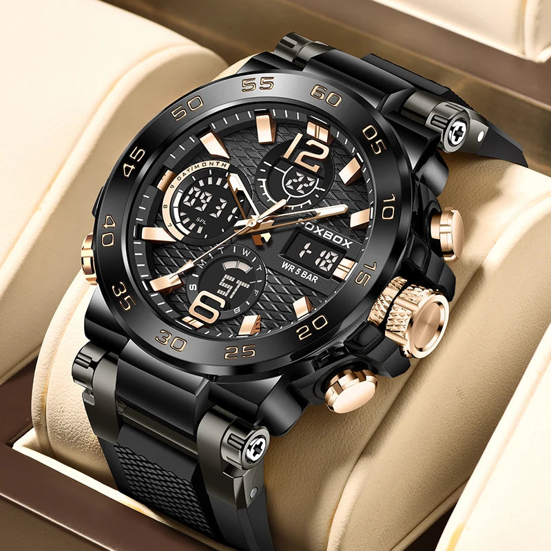 LIGE Luxury Mens Watch Fashion Man Quartz Wristwatch LED Display Luminous Waterproof Watches For Men Calendar Sport Male Clock