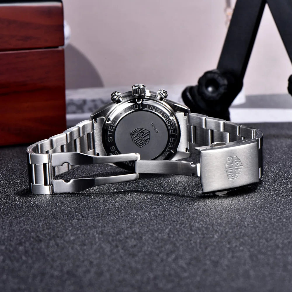 RollsTimi Mens Watch 2024 NEW Top Luxury Chronograph Stainless steel Japan TMI Vk63 Quartz Watches for Man Sapphire Wristwatch