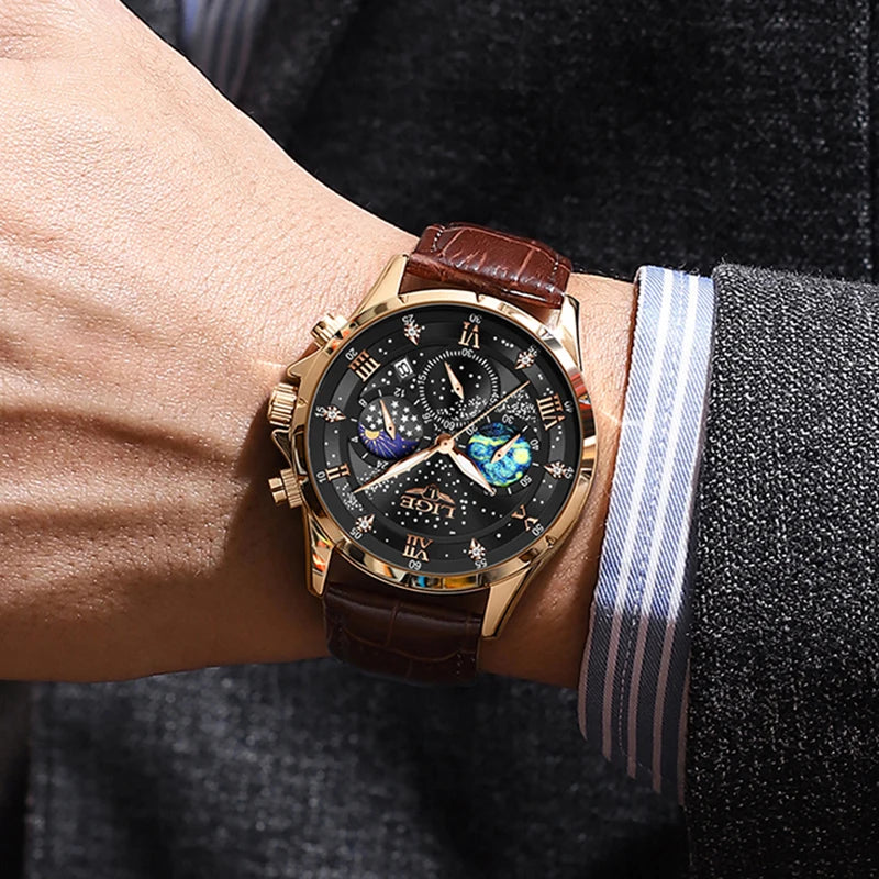 LIGE New Mens Watch Luxury 30M Waterproof Luminous Men Quartz Wristwatches Sport Military Chronograph Man Watch Montres Hommes