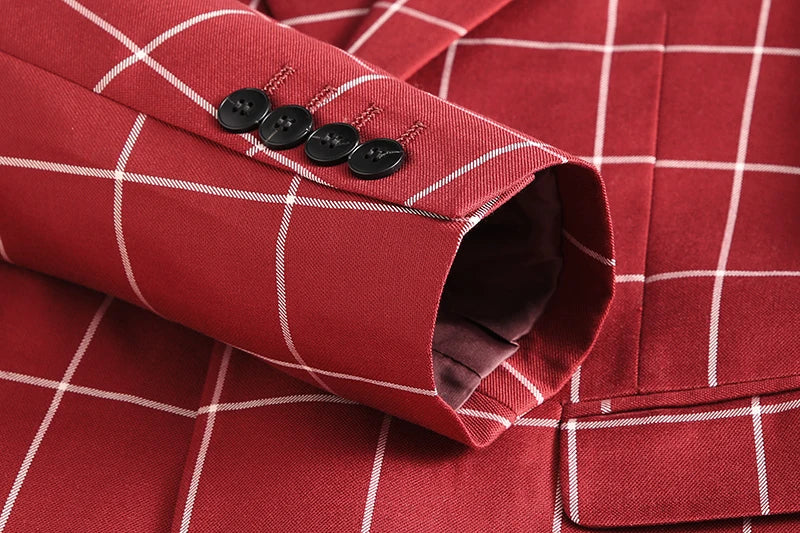 (Jacket +Pant+Vest) Luxury Men Groom Wedding Suits High Quality Business Social Prom Party Double Breasted Plaid Dress 3 Piece