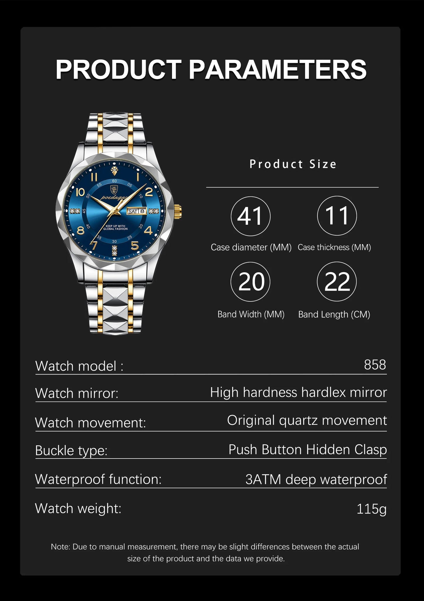 POEDAGAR Luxury Man Wristwatch Waterproof Luminous Date Week Men Watch Sport Stainless Steel Quartz Men's Watches Male reloj+box