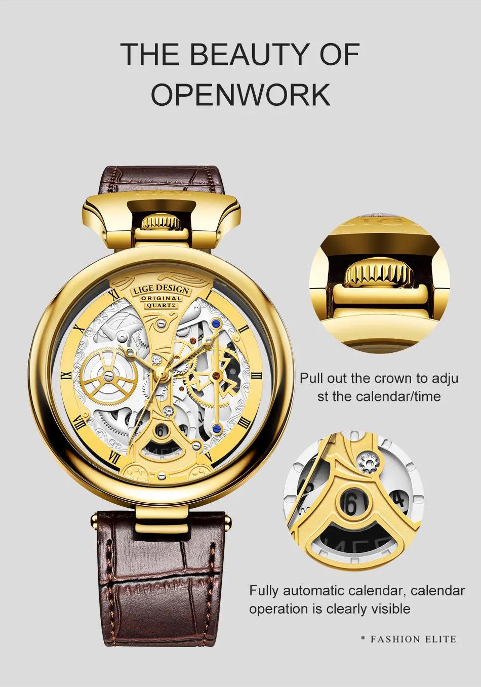 2023 LIGE Men Watches Top Brand Luxury Brown Leather Chronograph Sport Watch For Men Fashion Date Waterproof Clock Reloj Hombre