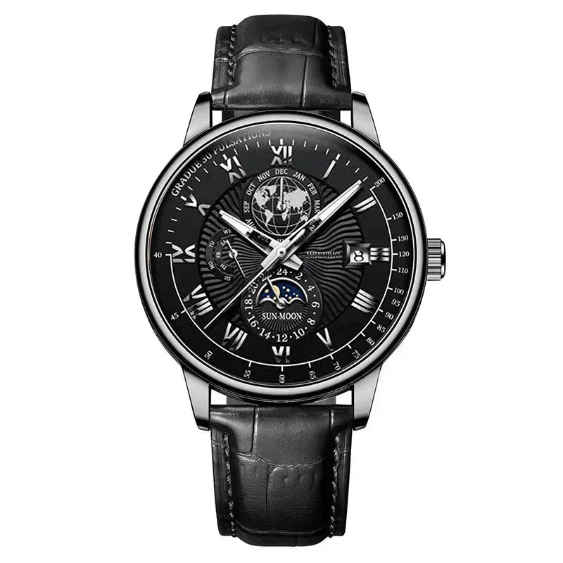 Mens Watch 2024 New Fashion Leather Waterproof Luminous Top Brand Luxury Mens Quartz Wristwatch Men Sport Casual Watches Reloj