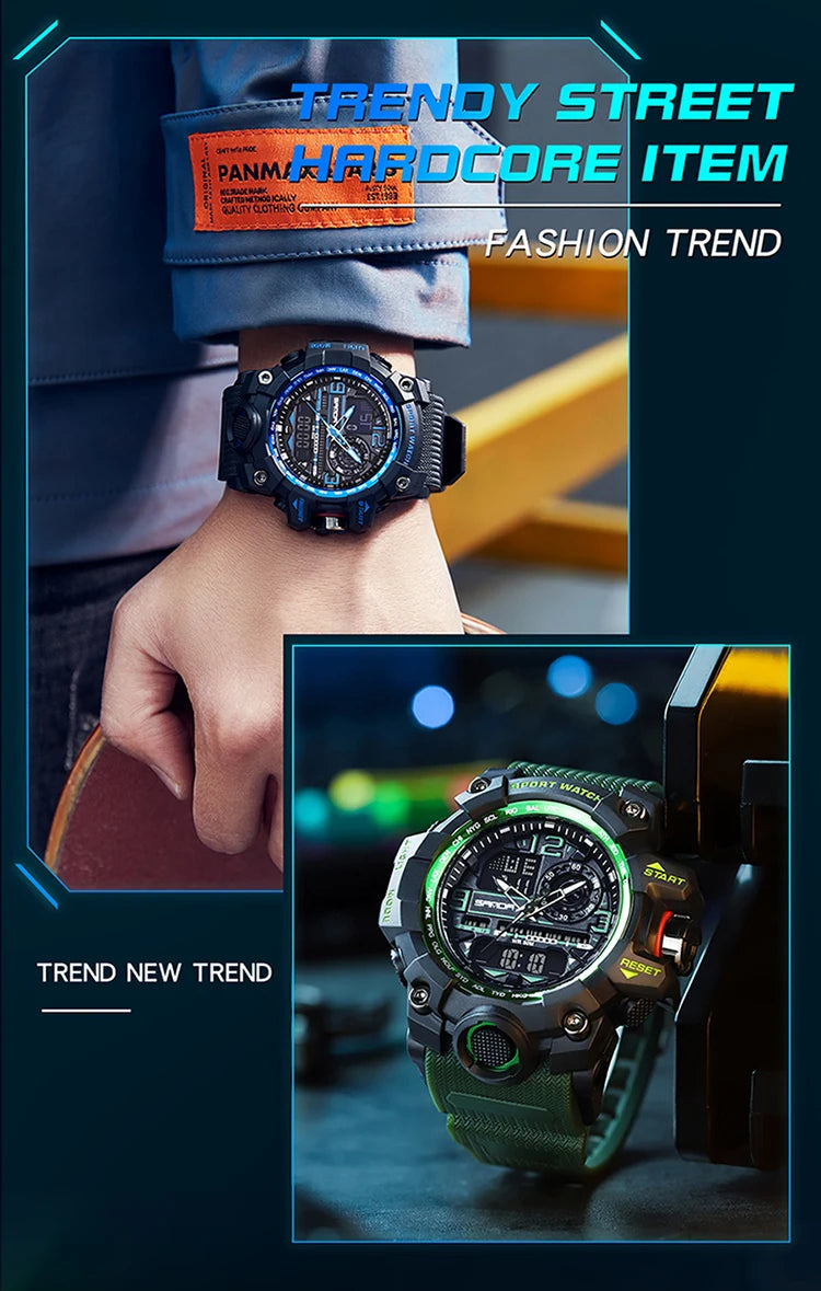 SANDA G style New Men Watch 50M Waterproof Sports Military Quartz Watch For Male Electron Digital Wristwatch Reloj De Hombre