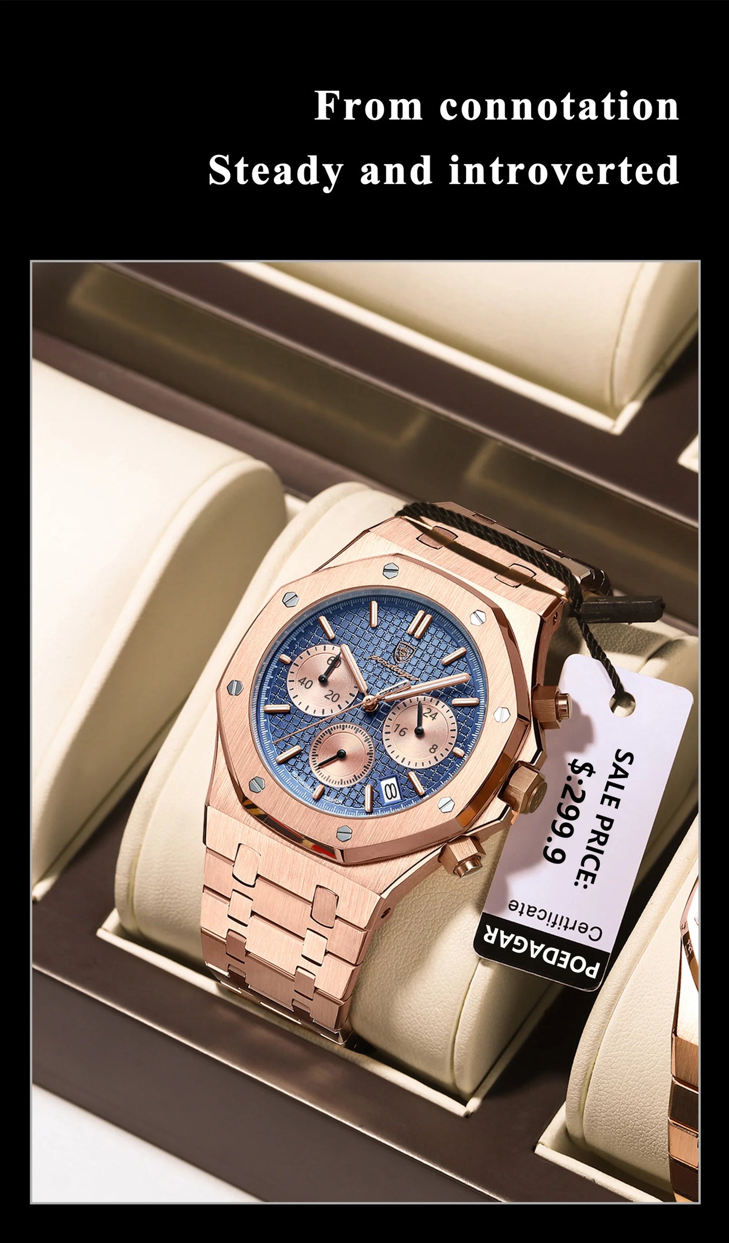 POEDAGAR Classic Men's Watches Trend Fashion Original Quartz Watch for Man Waterproof Fine Steel Chronograph Wristwatch Date