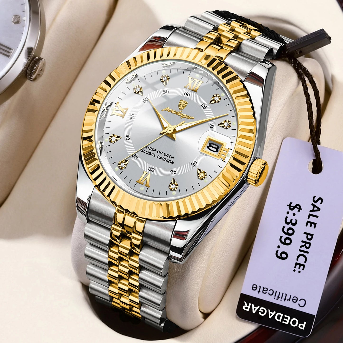 POEDAGAR Classic Men's Watches Luxury Fashion Threaded Bezel Watch for Man Luminous Date Waterproof Original Quartz Wristwatch
