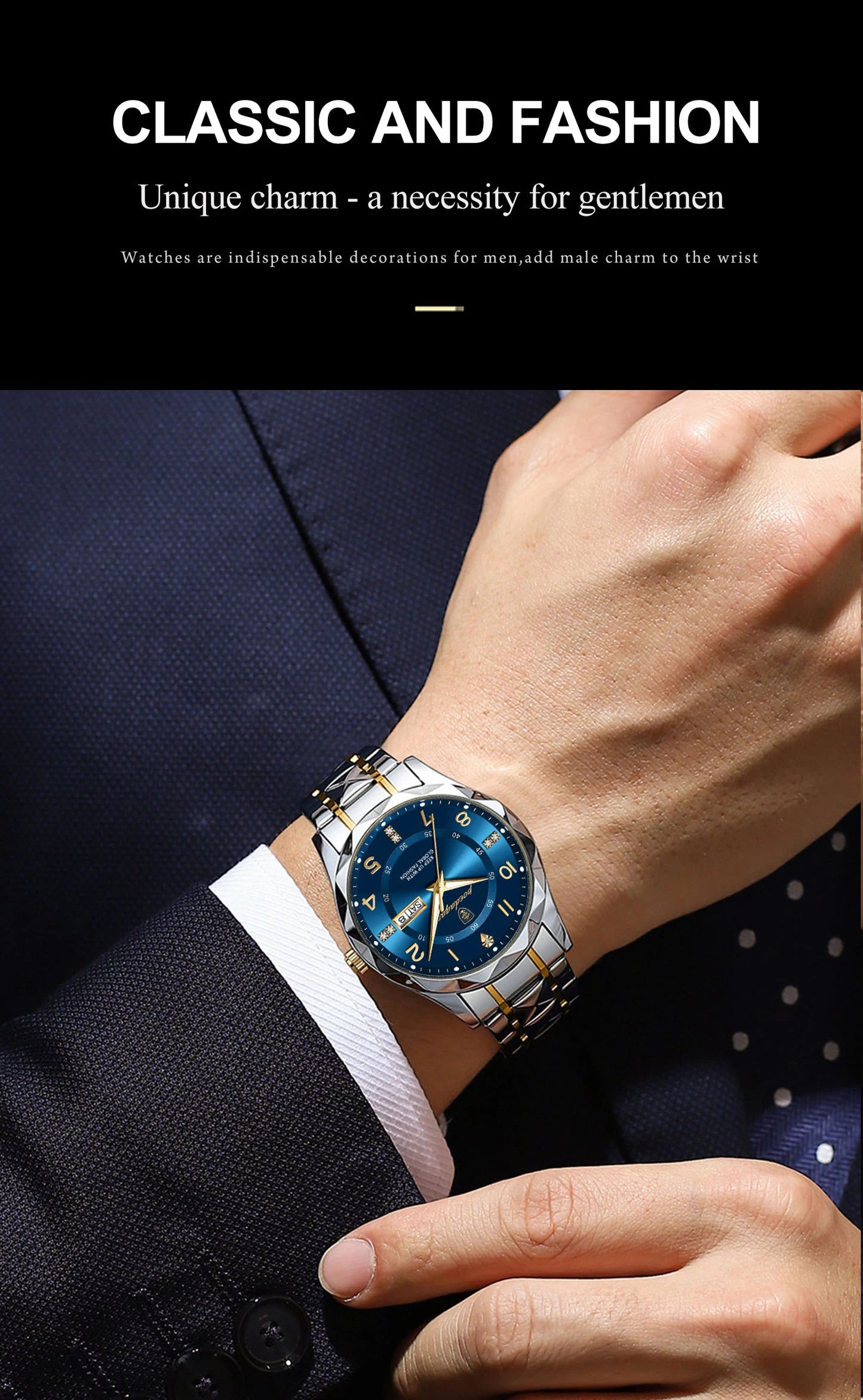 POEDAGAR Luxury Man Wristwatch Waterproof Luminous Date Week Men Watch Sport Stainless Steel Quartz Men's Watches Male reloj+box