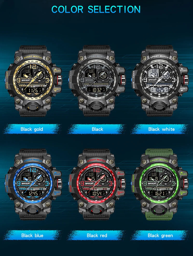 SANDA 3133 2022 G Style New Men's Watches 50M Waterproof Shock Sports Military Quartz Watch For Male Digital Wristwatch Clock