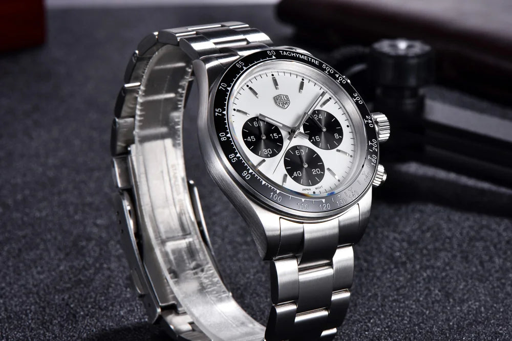 RollsTimi Mens Watch 2024 NEW Top Luxury Chronograph Stainless steel Japan TMI Vk63 Quartz Watches for Man Sapphire Wristwatch