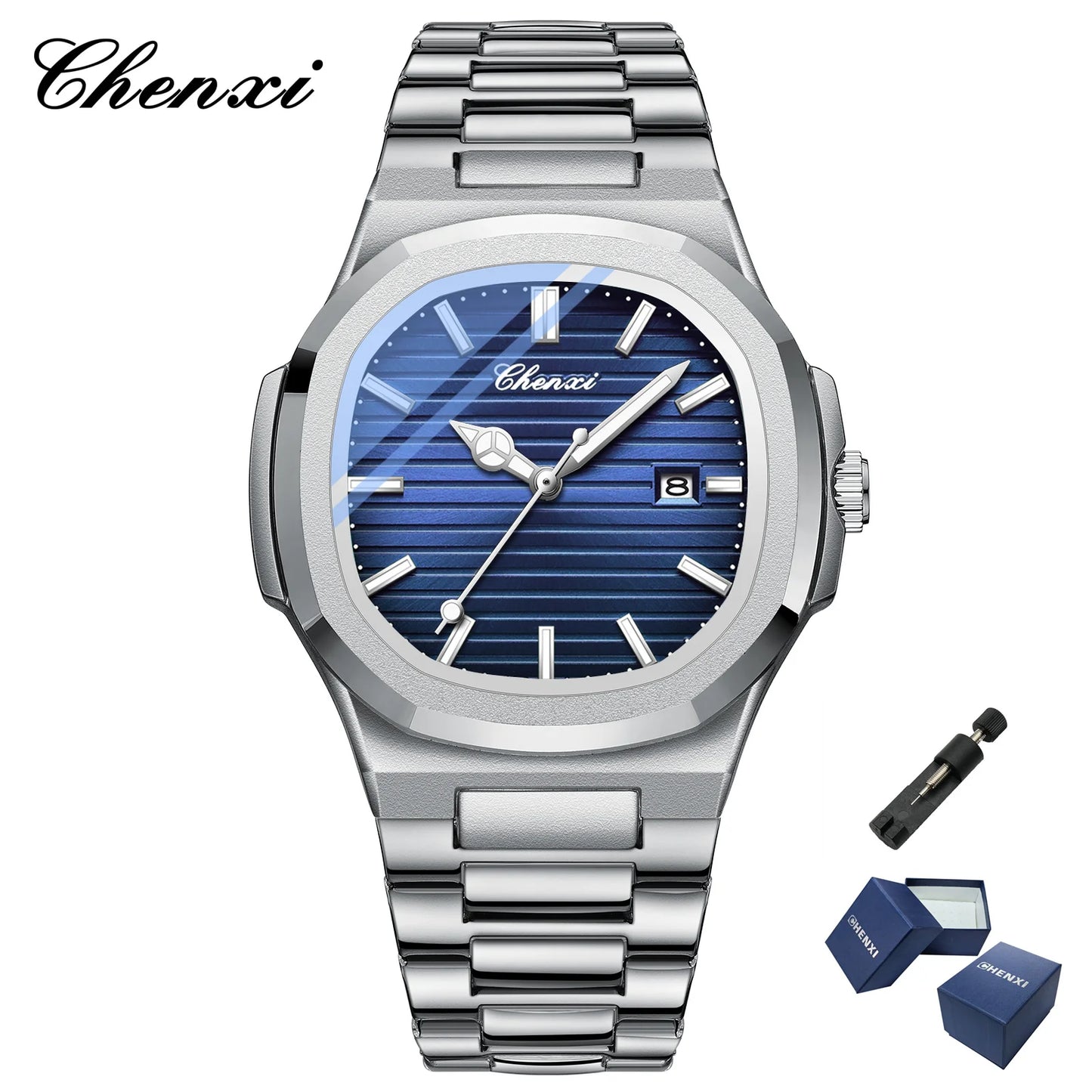 CHENXI 8222 Luxury Stainless Steel Wristwatch Quartz Waterproof Luminous Men Watches Reloj Hombre часы мужские наручные