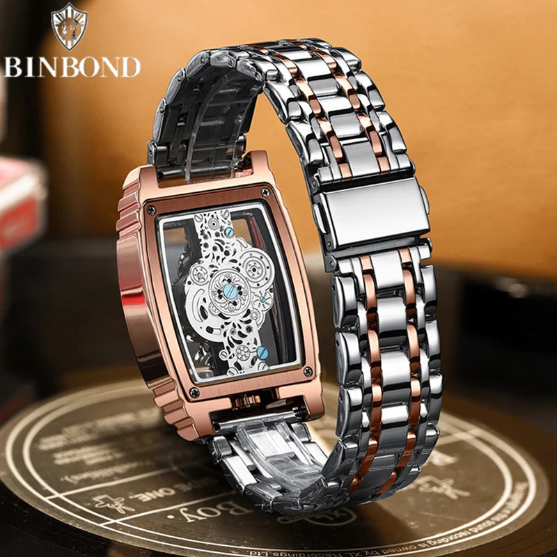 BINBOND Men Watch Sports Quartz Watches Men Waterproof Luminous Pointer Wristwatch Skeleton Hollow Clock Man Relogio Masculino