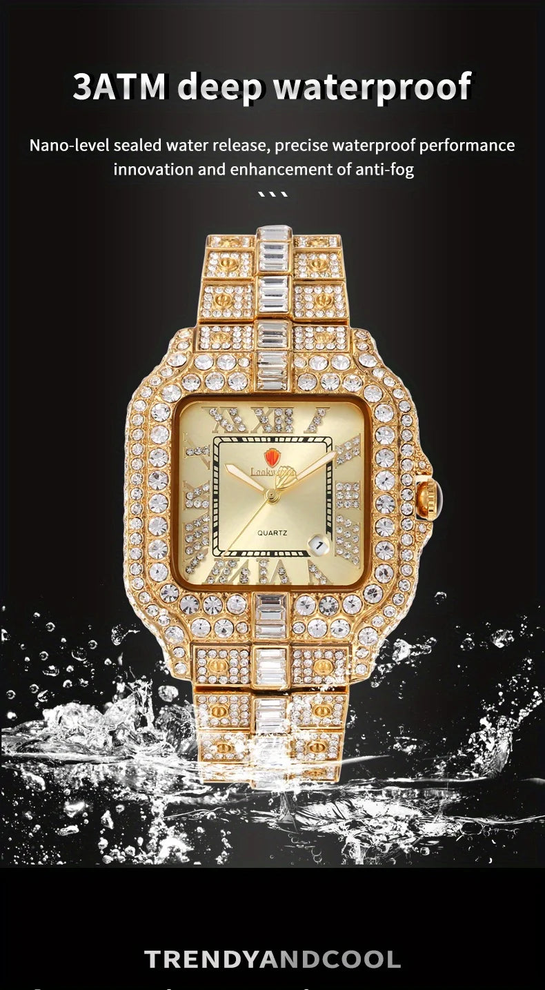 New Luxury Quartz Waterproof Quartz Watch for Men and Women with Water Diamonds embellished on Men's and Women's Clocks