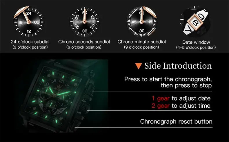OLEVS Top Brand Male Watches Square Quartz Watch Watch For Men Waterproof Leather Strap Sport Clock Male Relogio Masculino