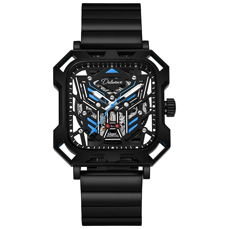 Square Skeleton Dial Mens Watches Top Brand Luxury Luminous Sports Automatic Mechanical Watch Waterproof Steel Reloj Hombre