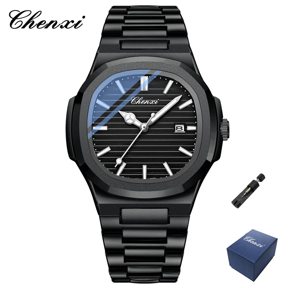 CHENXI 8222 Luxury Stainless Steel Wristwatch Quartz Waterproof Luminous Men Watches Reloj Hombre часы мужские наручные