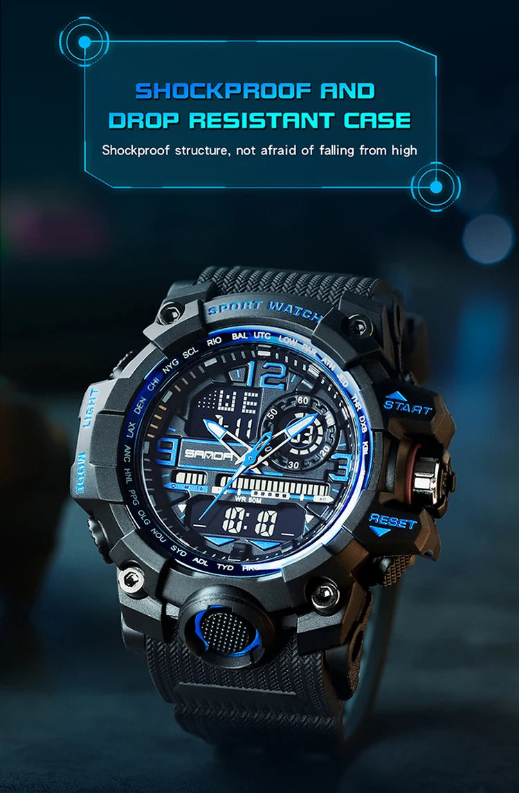 SANDA G style New Men Watch 50M Waterproof Sports Military Quartz Watch For Male Electron Digital Wristwatch Reloj De Hombre