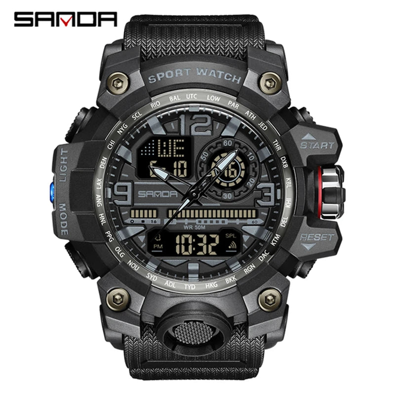 SANDA 3133 2022 G Style New Men's Watches 50M Waterproof Shock Sports Military Quartz Watch For Male Digital Wristwatch Clock