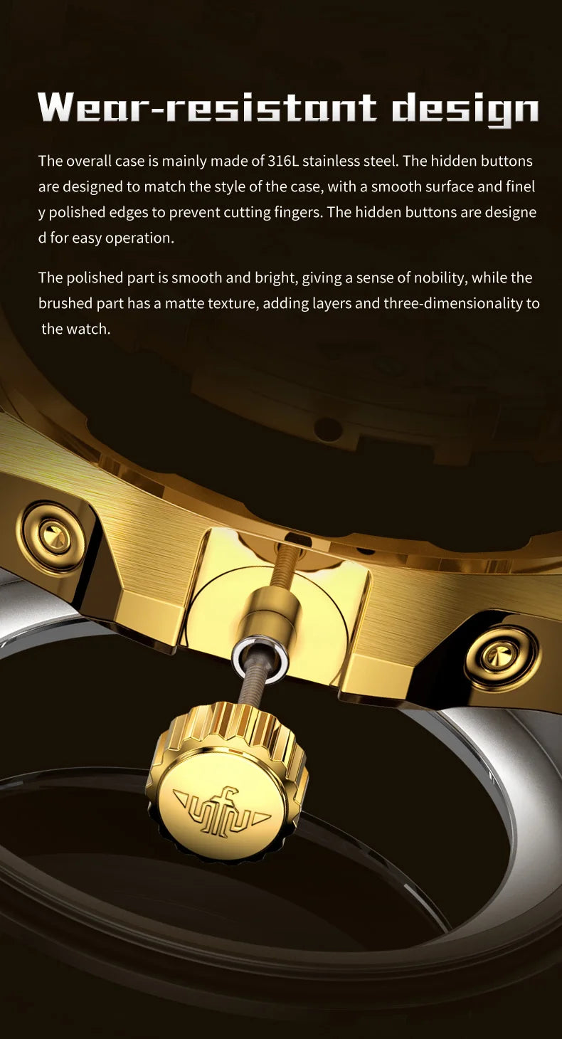 OUPINKE 3280 Mechanical Watch for Men Luxury Full Diamond Flywheel Skeleton Gold Stainless steel Date Automatic Men's Watch