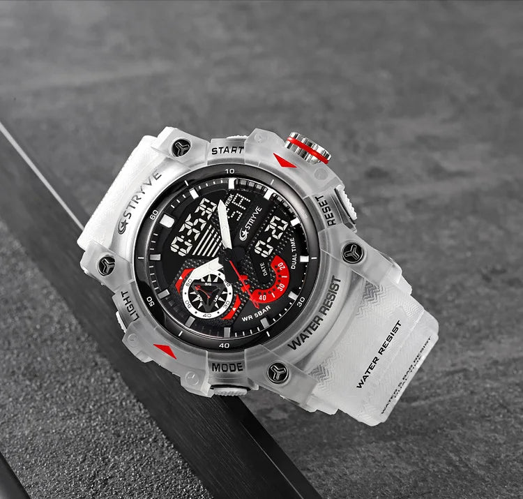 STRYVE Electronic Fashion Men's Sport Watches Shock Resistant 50M Waterproof Wristwatch LED Alarm Stopwatch Clock Men 8029