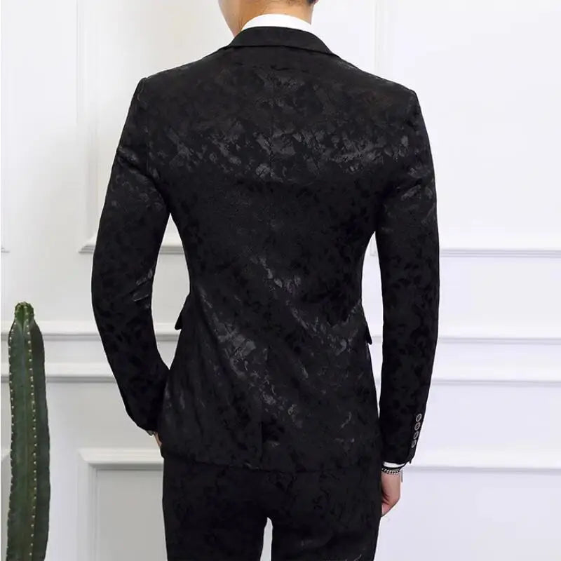 High-end Brand Suit Men Clothing Fashion Business Banquet Wedding Blazers Jacket with Vest and Pants Black / Blue Size 6XL