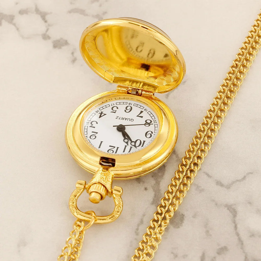 Trump Design Gold Quartz Pocket Watch Women Men Fashion Glass Dome Necklace Unique Pendant Silver Clock Watch Gift Accessories