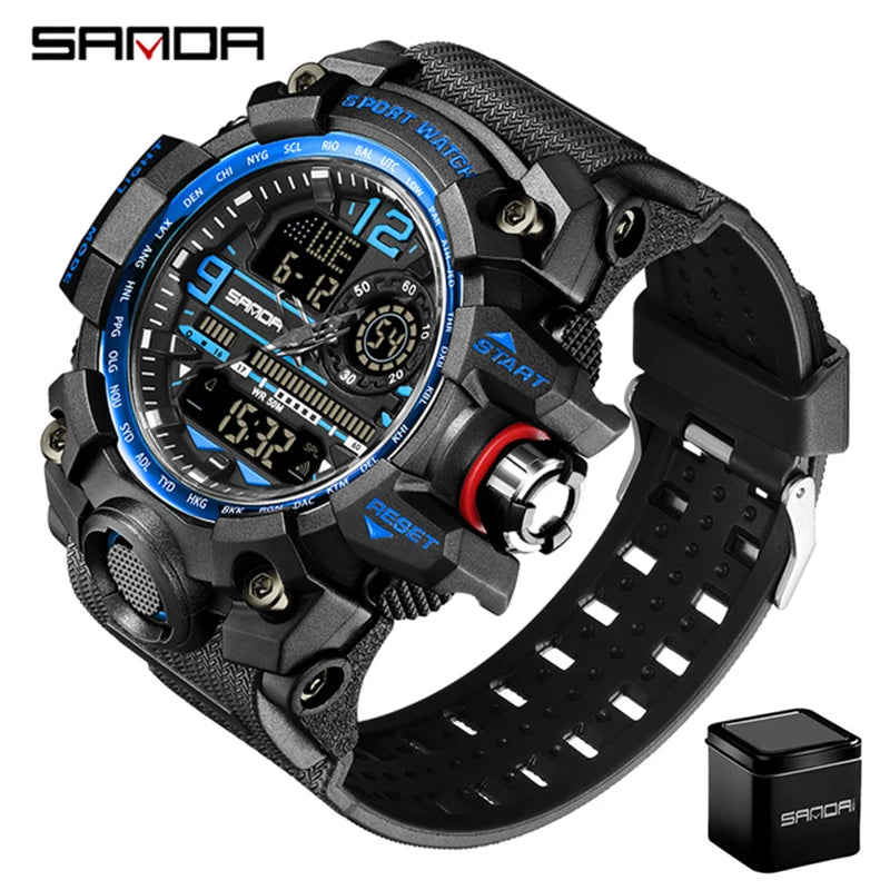 SANDA 3133 2022 G Style New Men's Watches 50M Waterproof Shock Sports Military Quartz Watch For Male Digital Wristwatch Clock