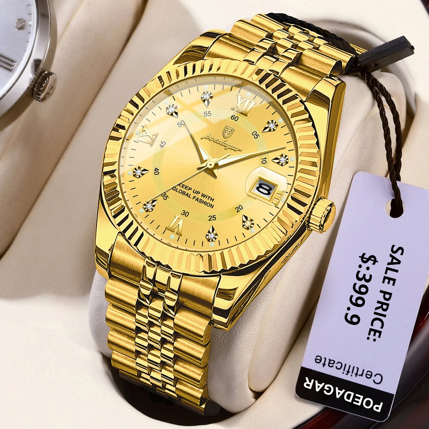 POEDAGAR Classic Men's Watches Luxury Fashion Threaded Bezel Watch for Man Luminous Date Waterproof Original Quartz Wristwatch