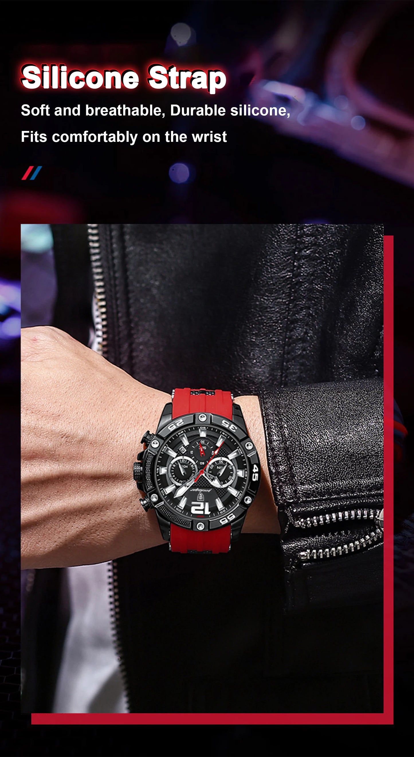 POEDAGAR Luxury Man Wristwatch Sport Chronograph Waterproof Luminous Date Watches for Men Casual Quartz Silicone Men Watch Reloj