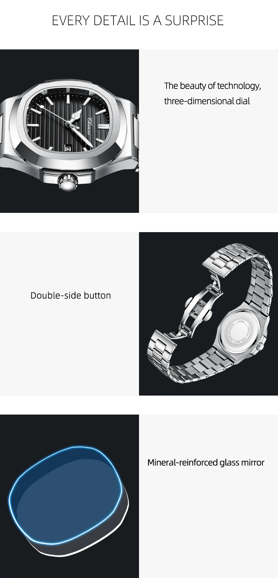 CHENXI 8222 Luxury Stainless Steel Wristwatch Quartz Waterproof Luminous Men Watches Reloj Hombre часы мужские наручные