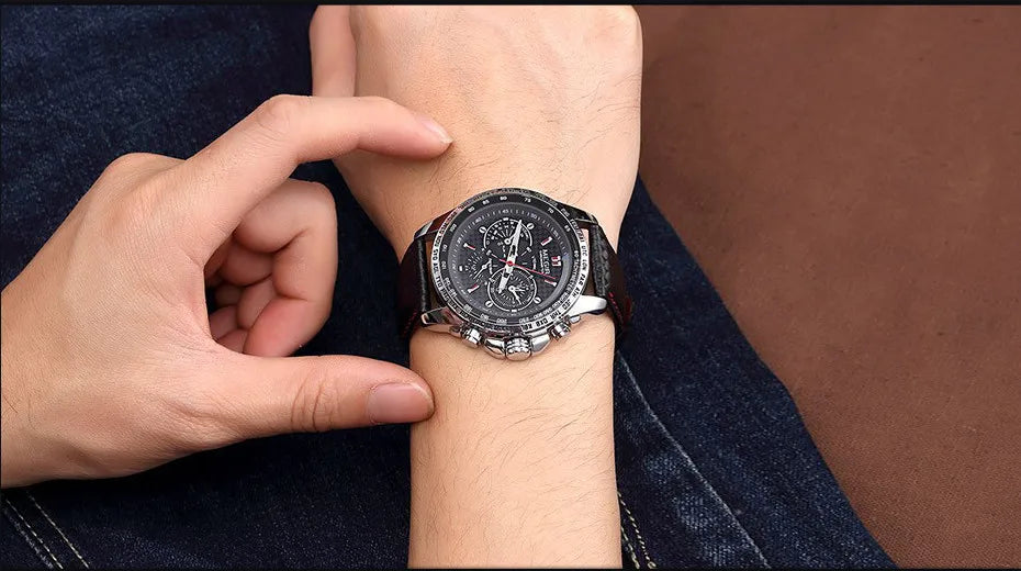 MEGIR 1010 Hot Men's Watch Original Luxury Fashion Brand Sport Clock Leather Strap Business Quartz Wrist Watches for Men Casual