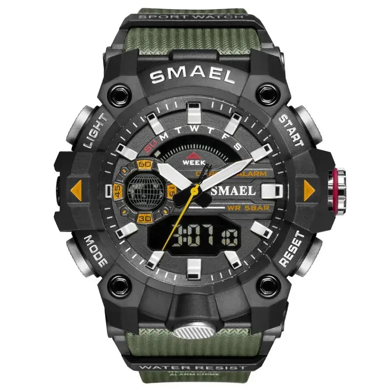 SMAEL 8040 50M Waterproof Wristwatch Stopwatch Alarm LED Light Digital Watches Men's Sports Watch Military Watches Men Watch