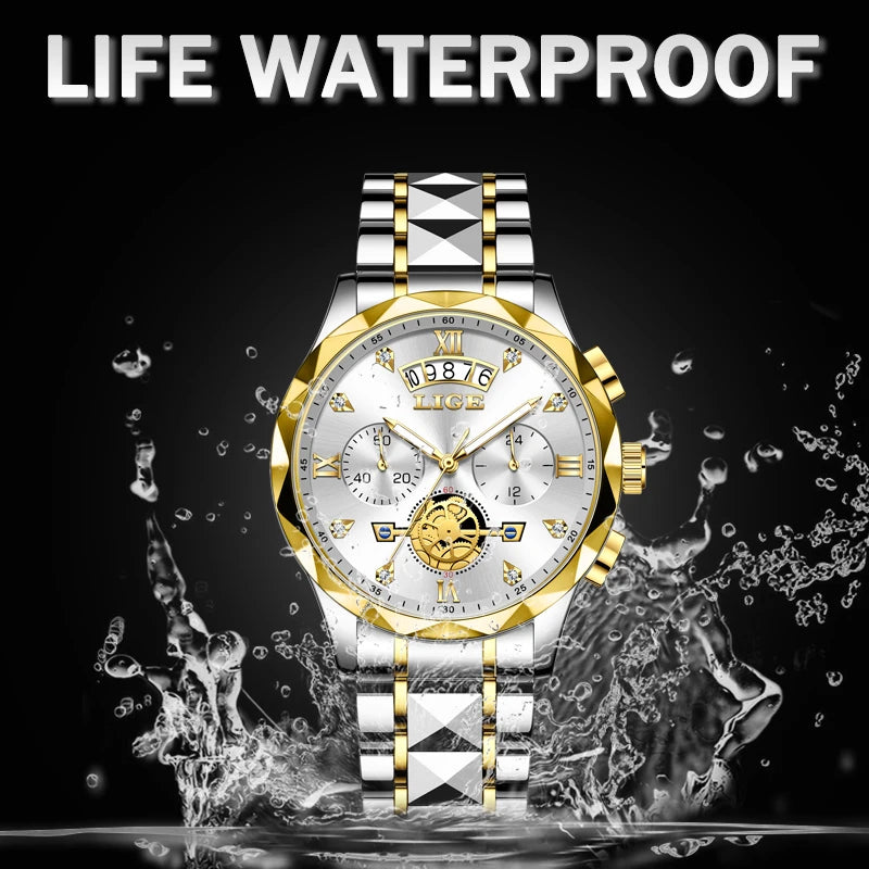 LIGE 2024 Fashion Mens Watch Luxury Business Waterproof Sports Quartz Wristwatches Luminous Date Casual Watches Men Reloj Hombre