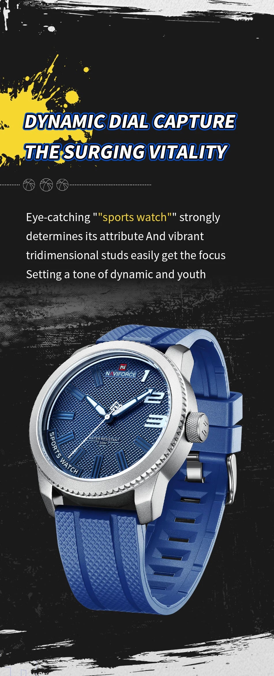 NAVIFORCE Top Brand Watch Men Fashion Casual Waterproof Simple Style Quartz Wristwatch Military Male TPU Strap Clock