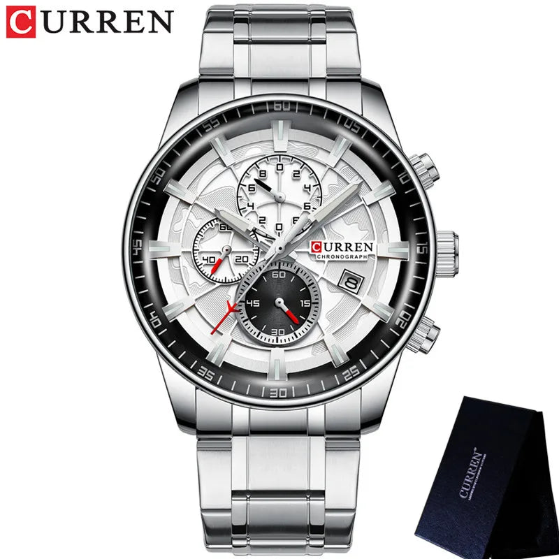 CURREN Man WristWatch Waterproof Chronograph Men Watch Military Top Brand Luxury Gold Stainless Steel Sport Date Male Clock 8362