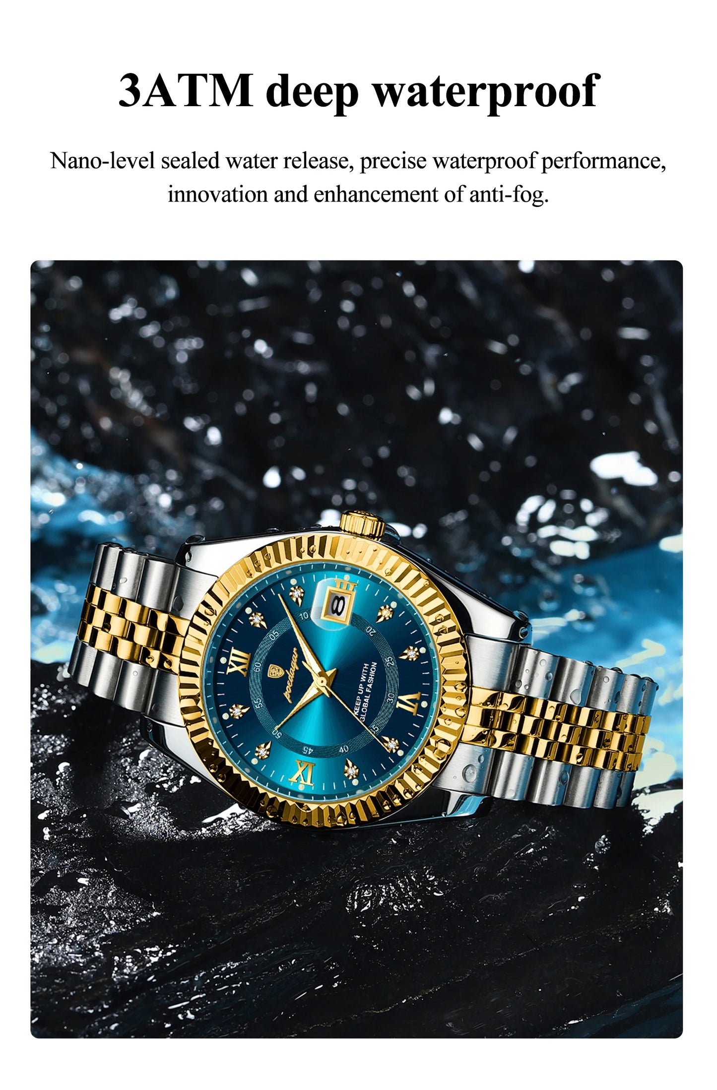 POEDAGAR Classic Men's Watches Luxury Fashion Threaded Bezel Watch for Man Luminous Date Waterproof Original Quartz Wristwatch