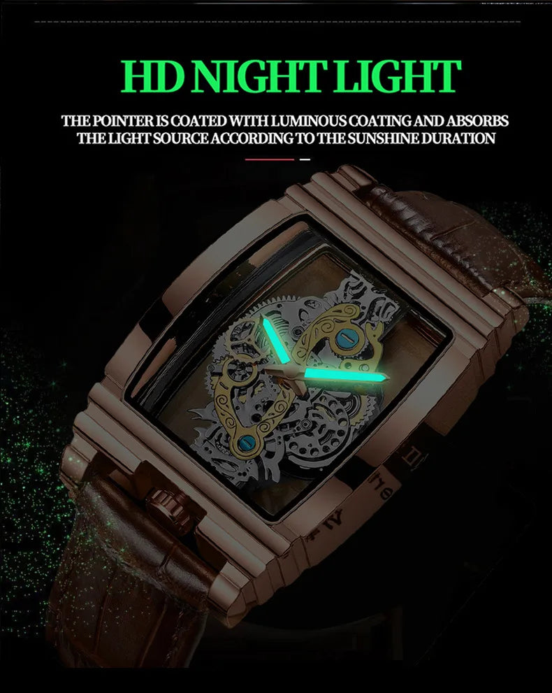 BINBOND Men Watch Sports Quartz Watches Men Waterproof Luminous Pointer Wristwatch Skeleton Hollow Clock Man Relogio Masculino