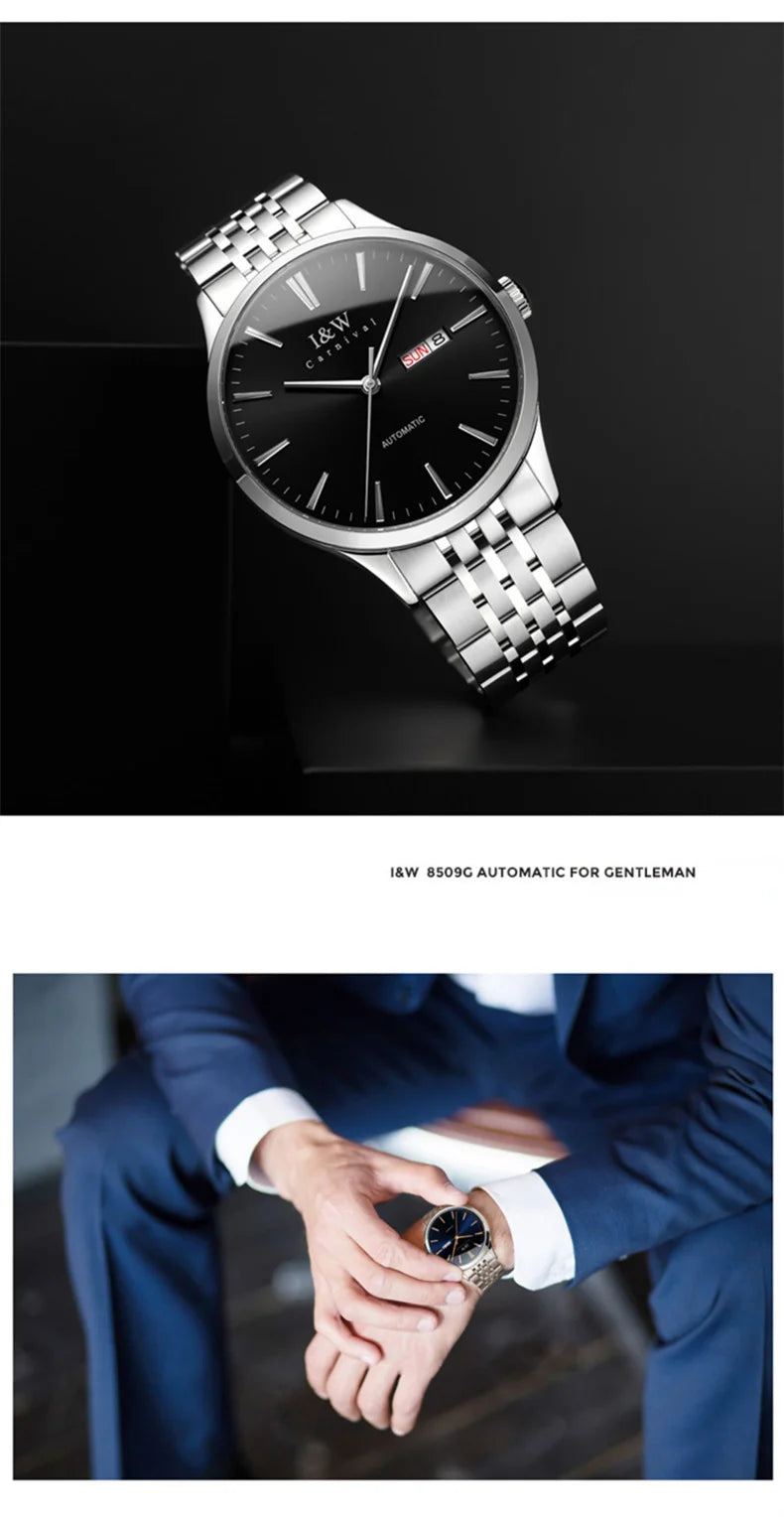Carnival Iw For Mens Watch Automatic Japan Mechanical Movement Urban Male Wristwatch Date Ss316 Steel Sapphire Crystal Business
