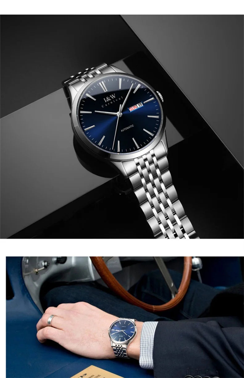 Carnival Iw For Mens Watch Automatic Japan Mechanical Movement Urban Male Wristwatch Date Ss316 Steel Sapphire Crystal Business
