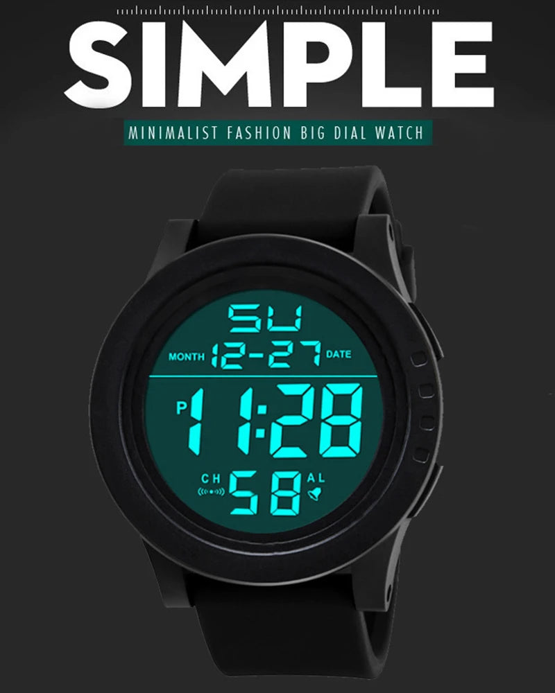 YIKAZE Men's Digital Watches Waterproof Outdoor Men Sports Watch Fitness Electronic Watch Military Sports Clock Kids Gifts