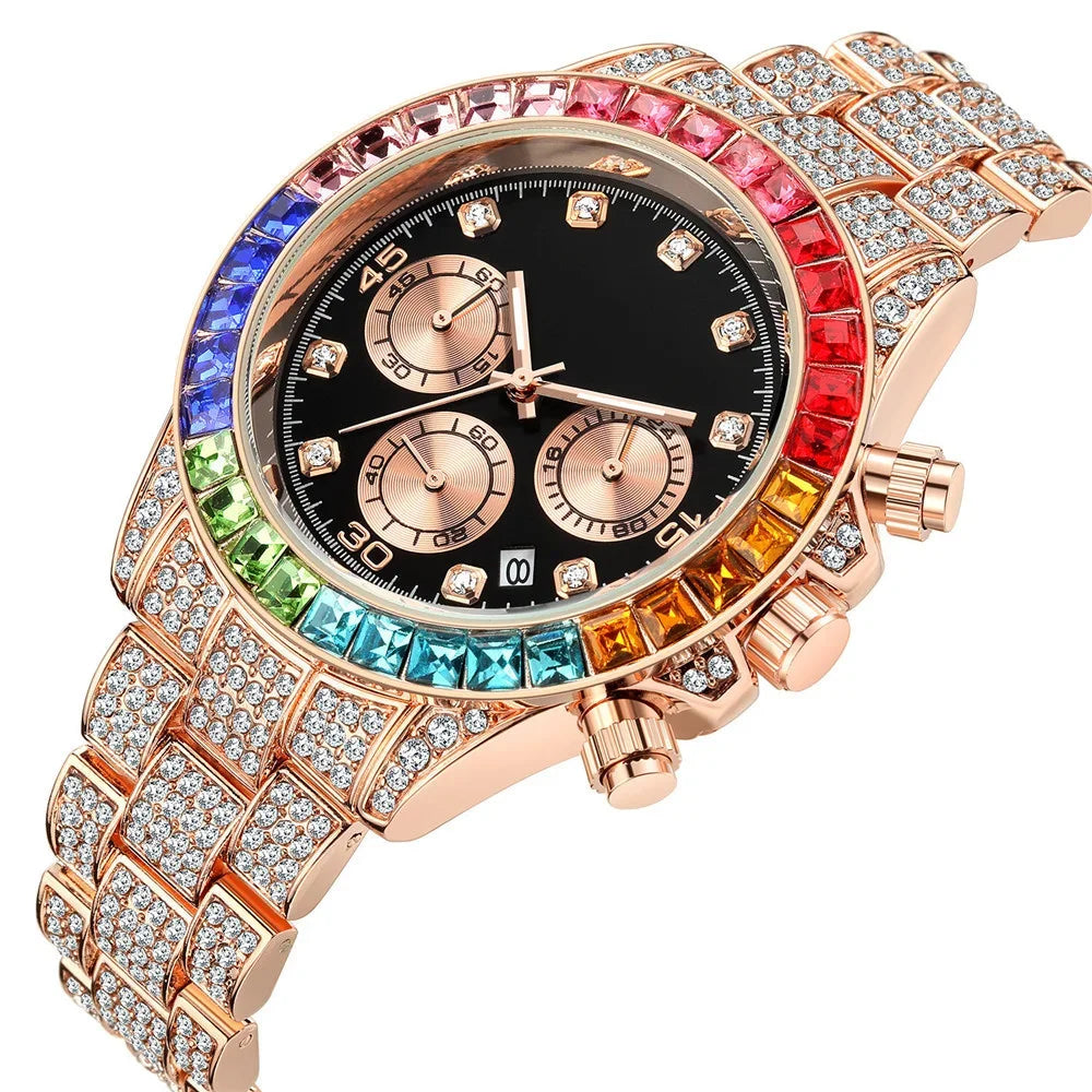 Luxury Men Colorful Watches Gold Silver Big Dial Man Wristwatch Sport Business Male Clock Relogio Masculino
