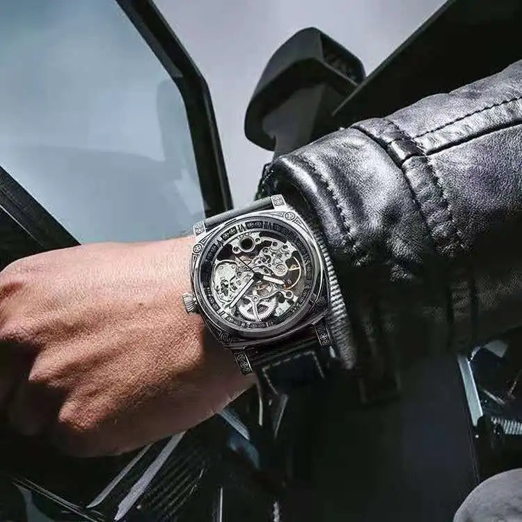 New Mens Watch Top brands Automatic man watches skeleton Fashion Male Clock Business Mechanical Wristwatch relogio masculino