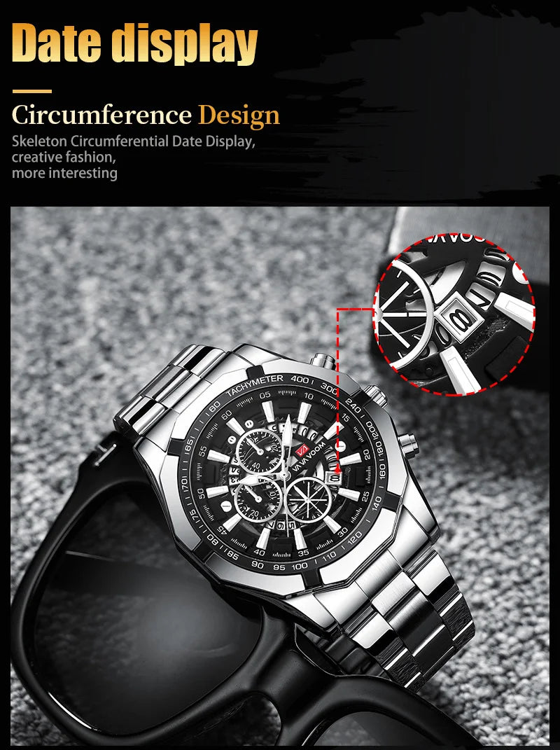 Luminous Military Watch For Men Sport Fashion Waterproof Stainless Steel Quartz Wristwatches Luxury Brand Date Mens Watches 2023