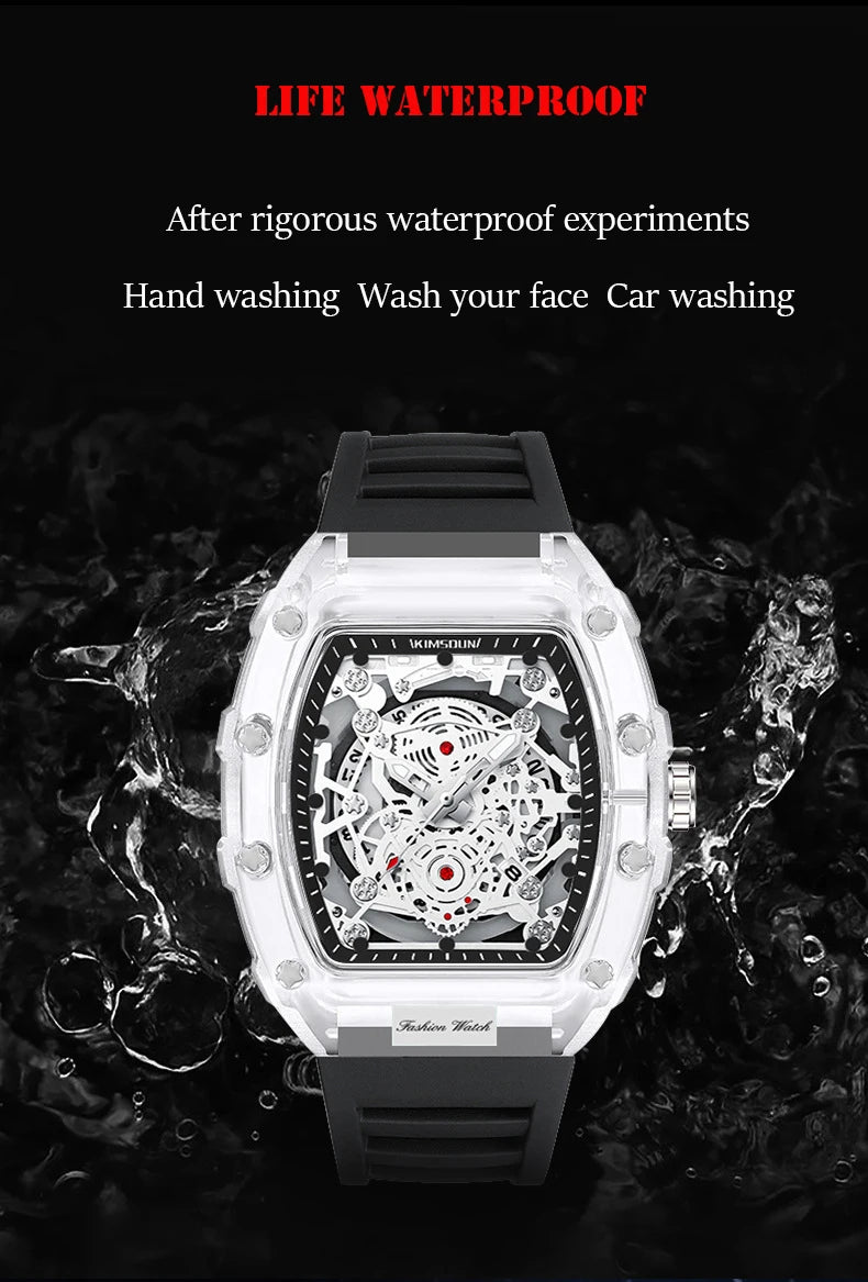 UTHAI Men Watch Sports Personality Wine Barrel Quartz Wristwatch Transparent Waterproof Calendar Male Fashion Clock Watches Gift