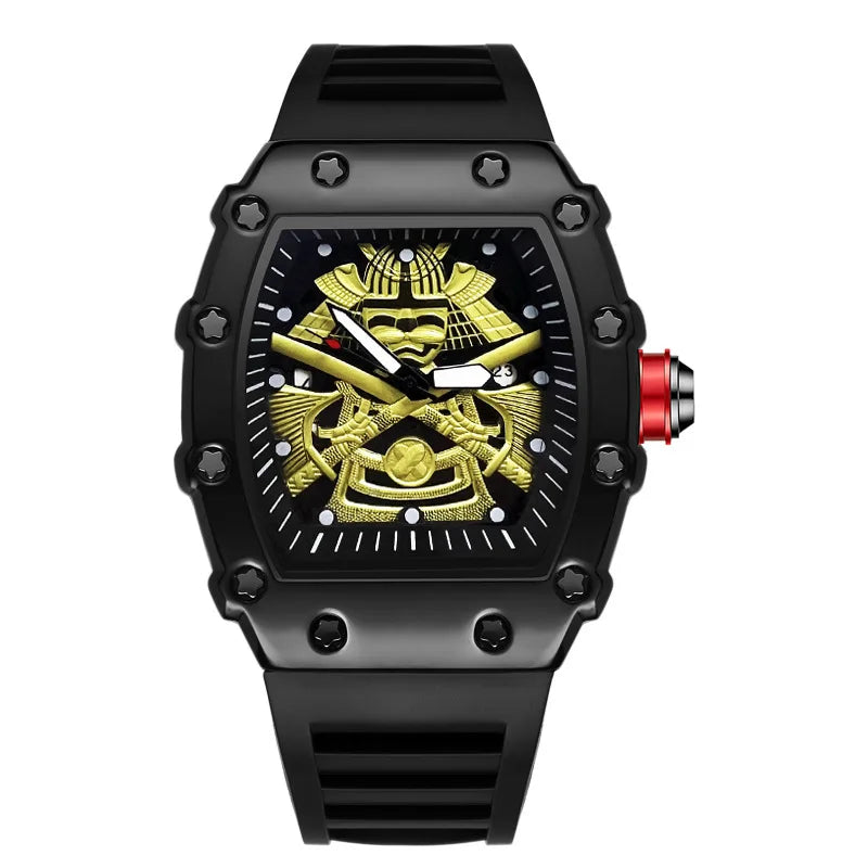 UTHAI Bucket shaped Men Watch Creative Sports Night Light Waterproof Silicone Calendar Male Fashion Quartz Clock Watches