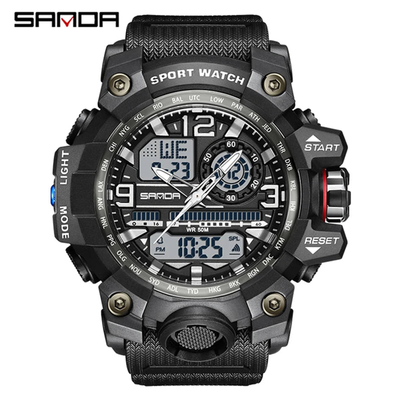 SANDA 3133 2022 G Style New Men's Watches 50M Waterproof Shock Sports Military Quartz Watch For Male Digital Wristwatch Clock