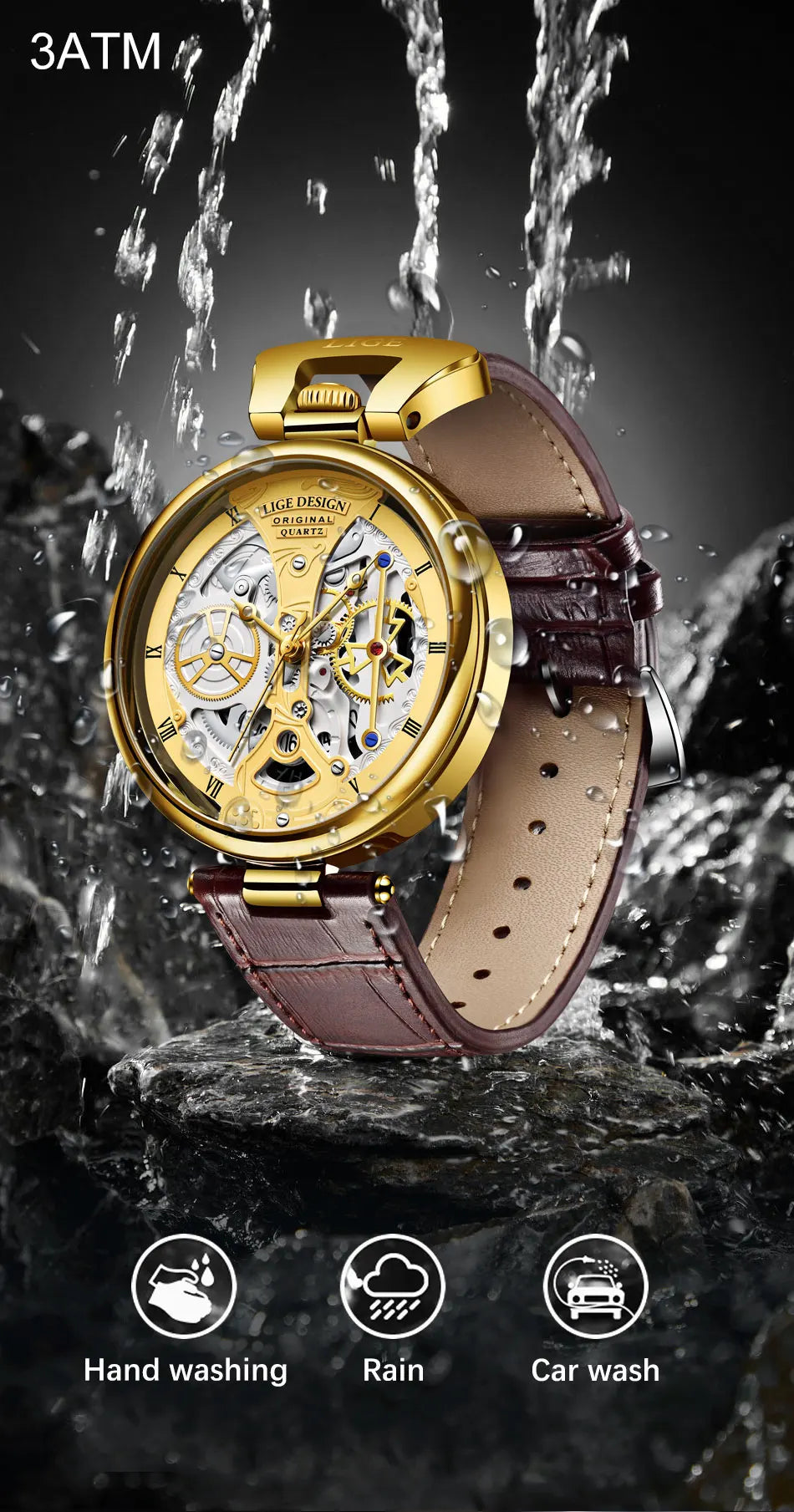 2023 LIGE Men Watches Top Brand Luxury Brown Leather Chronograph Sport Watch For Men Fashion Date Waterproof Clock Reloj Hombre