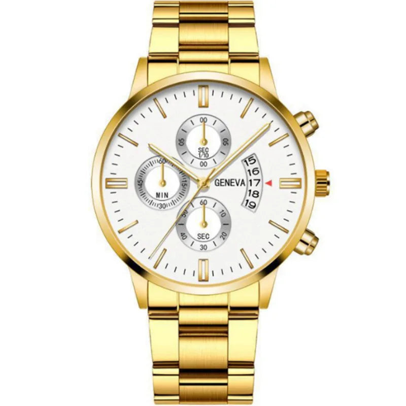 Fashion Men Stainless Steel Watch Luxury Calendar Quartz Wrist Watch Mens Business Watches for Man Clock Montre Homme